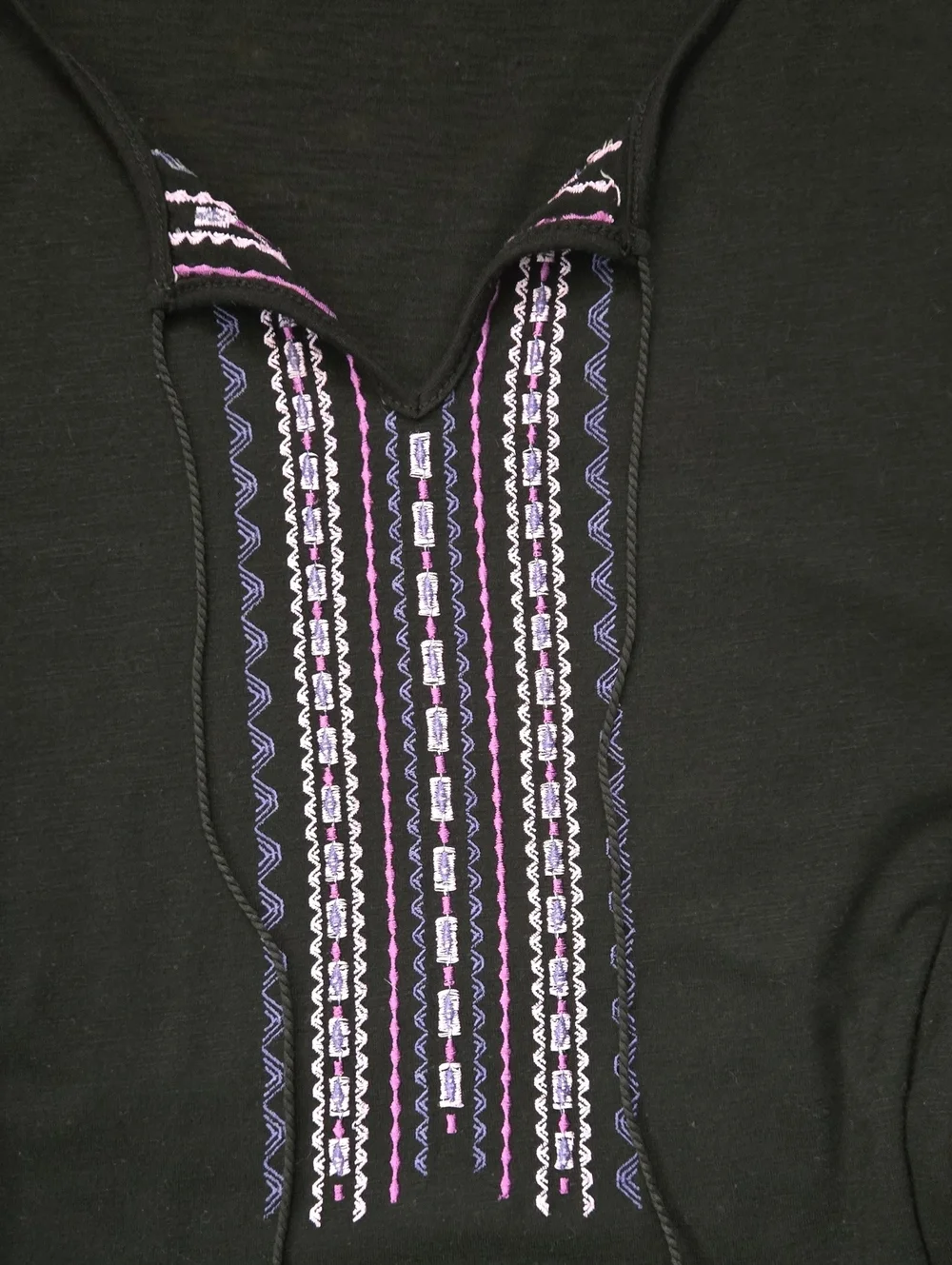 Black With Purple Emnroidery Tunic Women's Medium